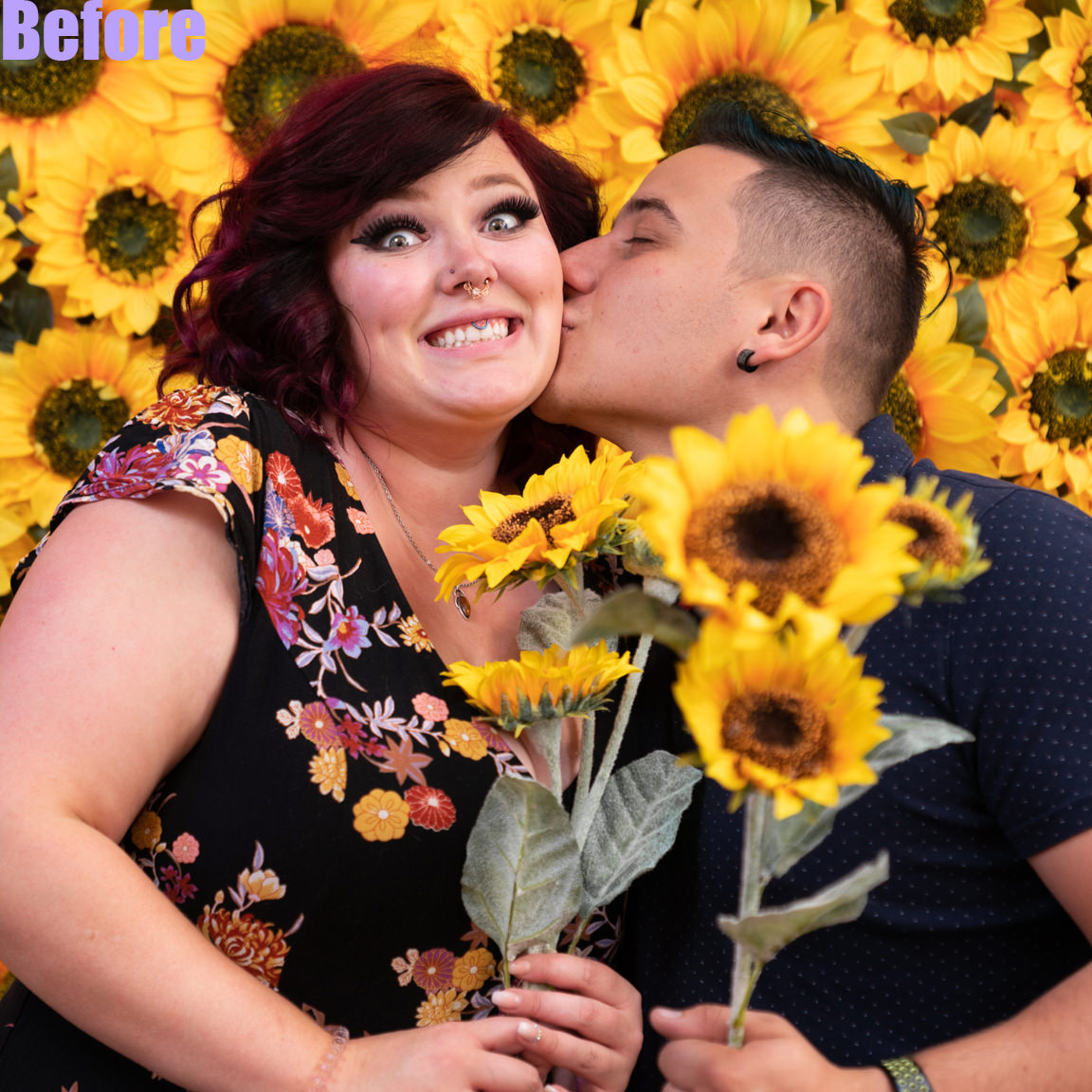 before edit-couple with sunflowers